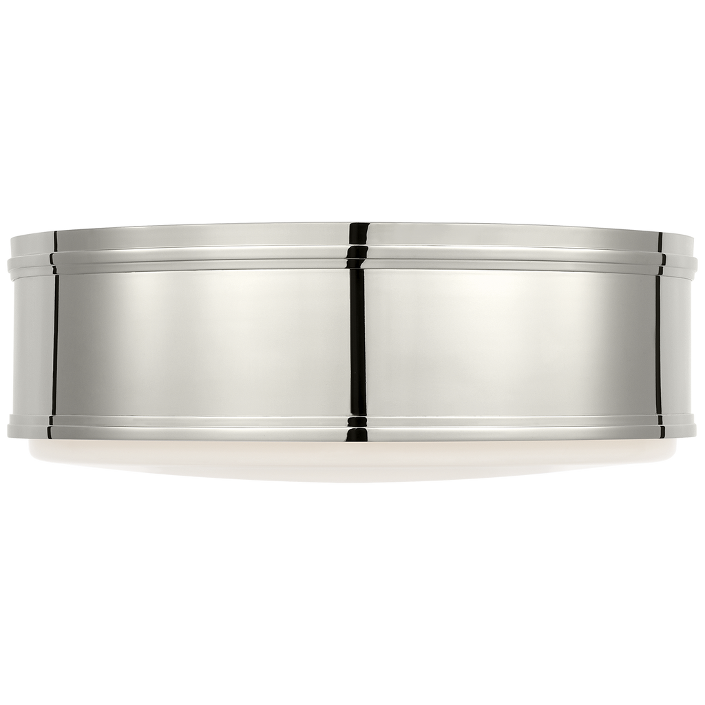 Marden 18" Flush Mount | Polished Nickel | White Glass
