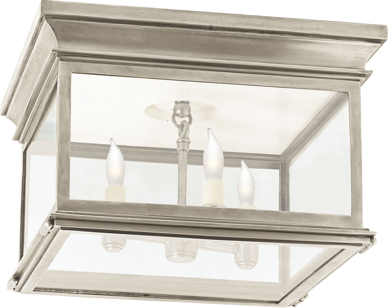 Club Large Square Flush Mount | Antique Nickel | Clear Glass