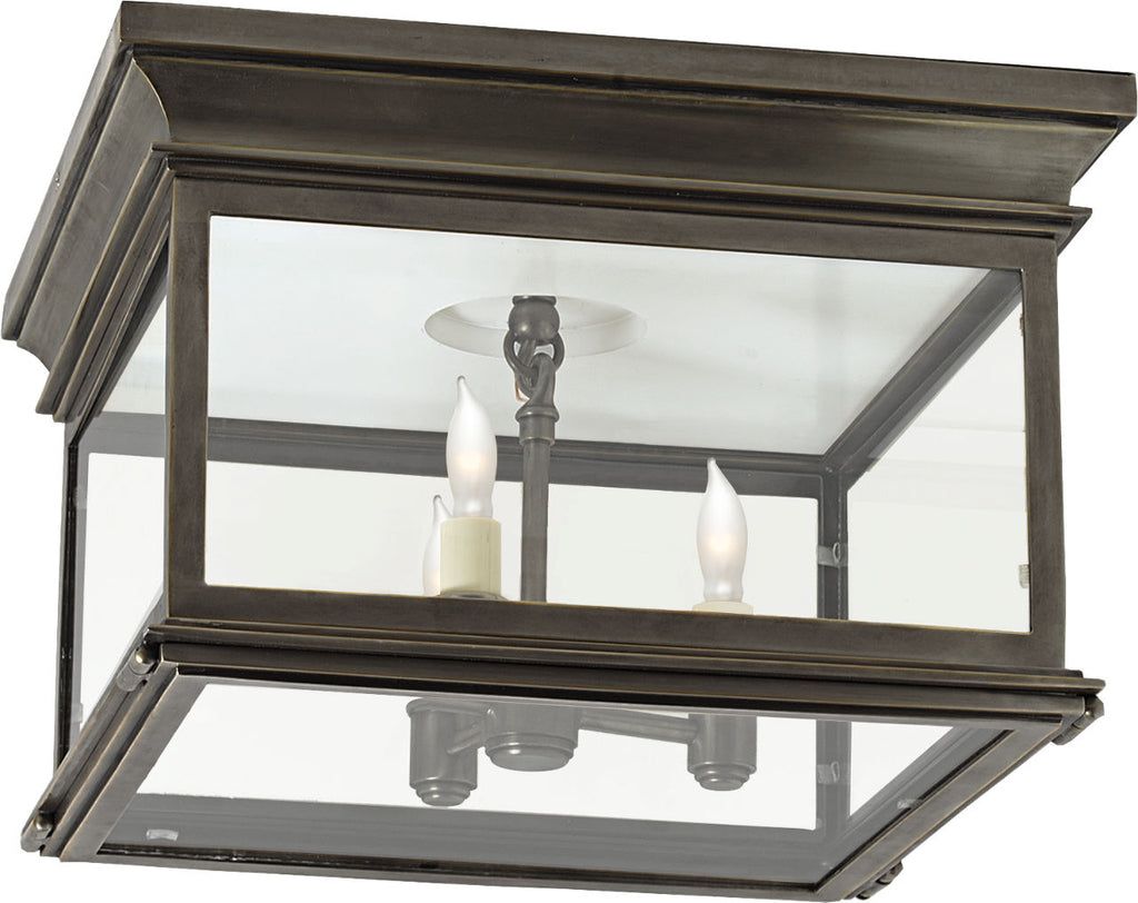 Club Large Square Flush Mount | Bronze | Clear Glass