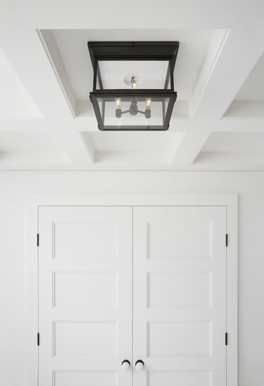Club Large Square Flush Mount | Bronze | Clear Glass
