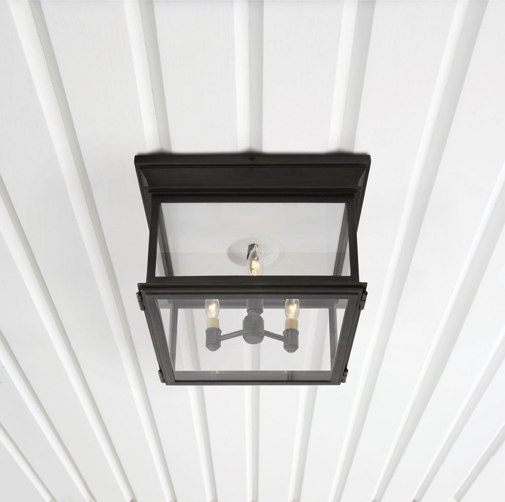 Club Large Square Flush Mount | Bronze | Clear Glass
