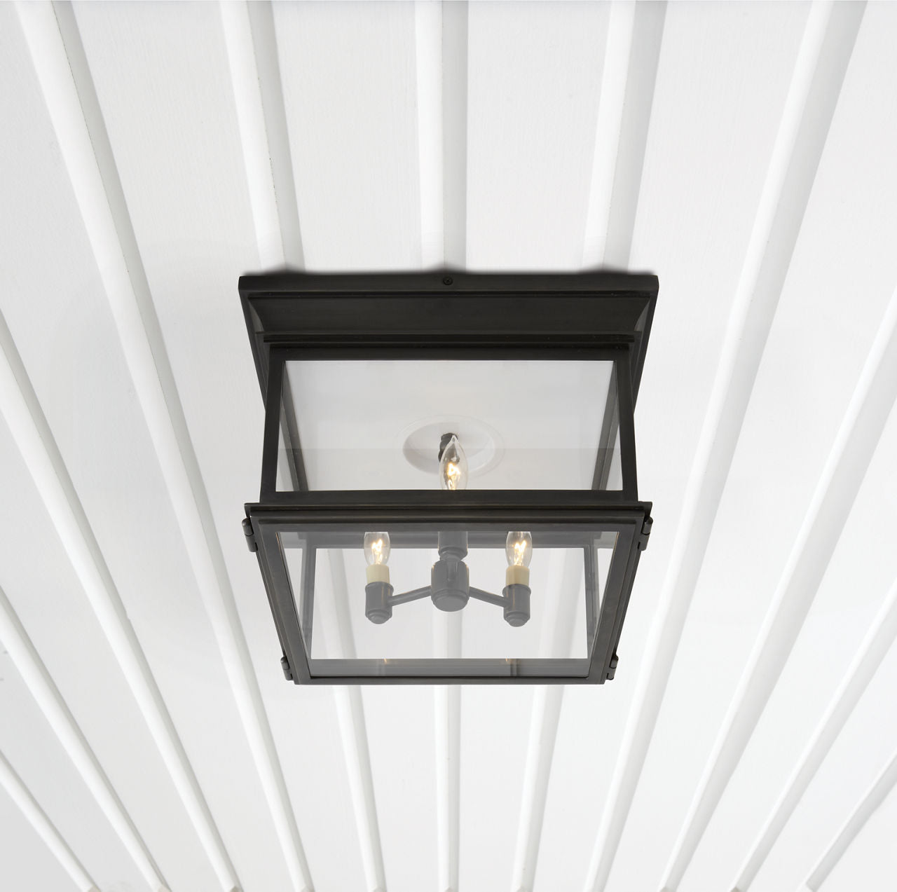 Club Large Square Flush Mount | Bronze | Clear Glass
