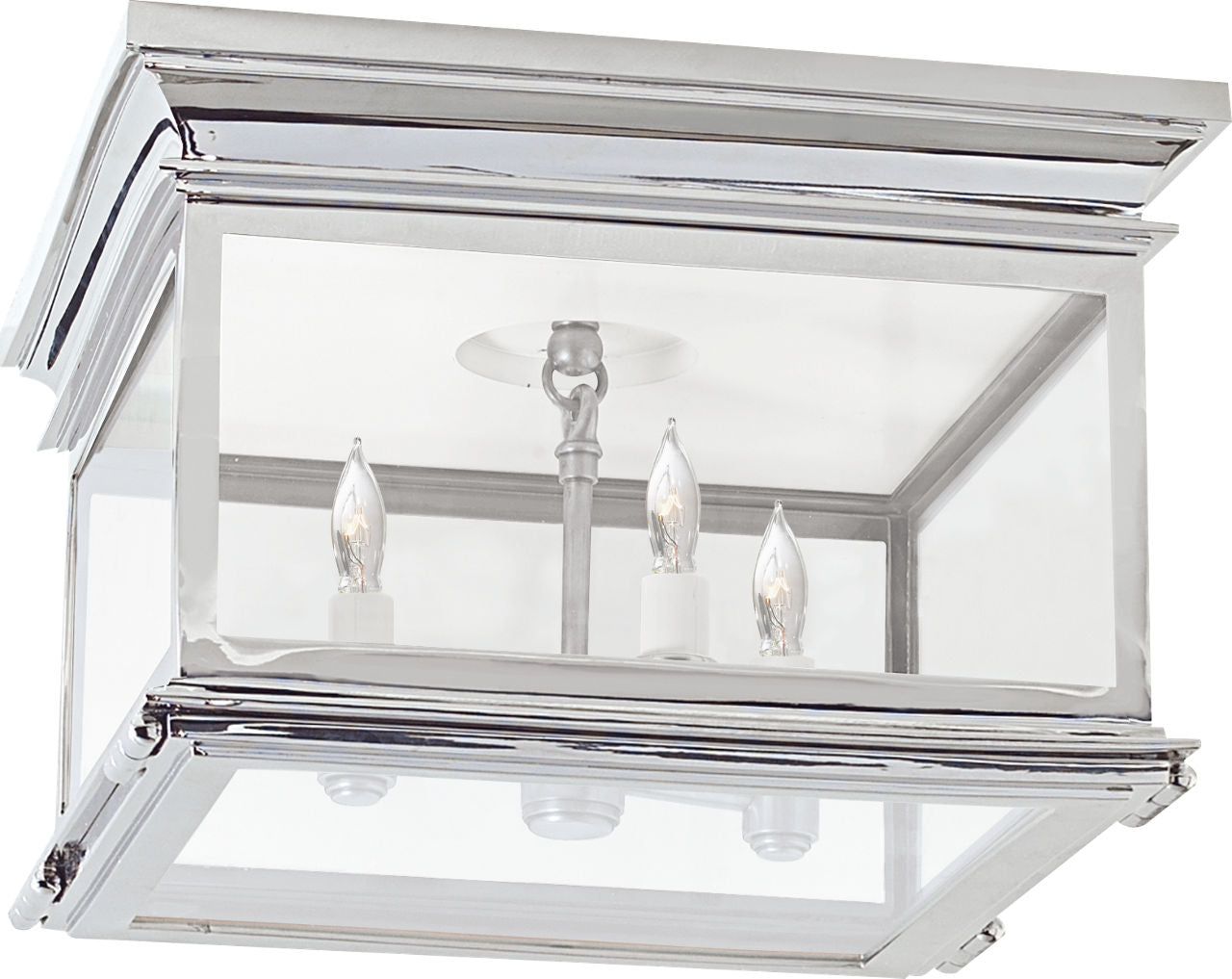 Club Large Square Flush Mount | Polished Nickel | Clear Glass