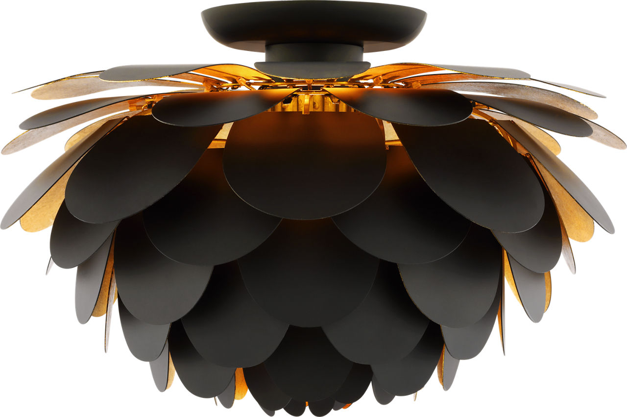 Cynara Large Flush Mount | Matte Black and Gild