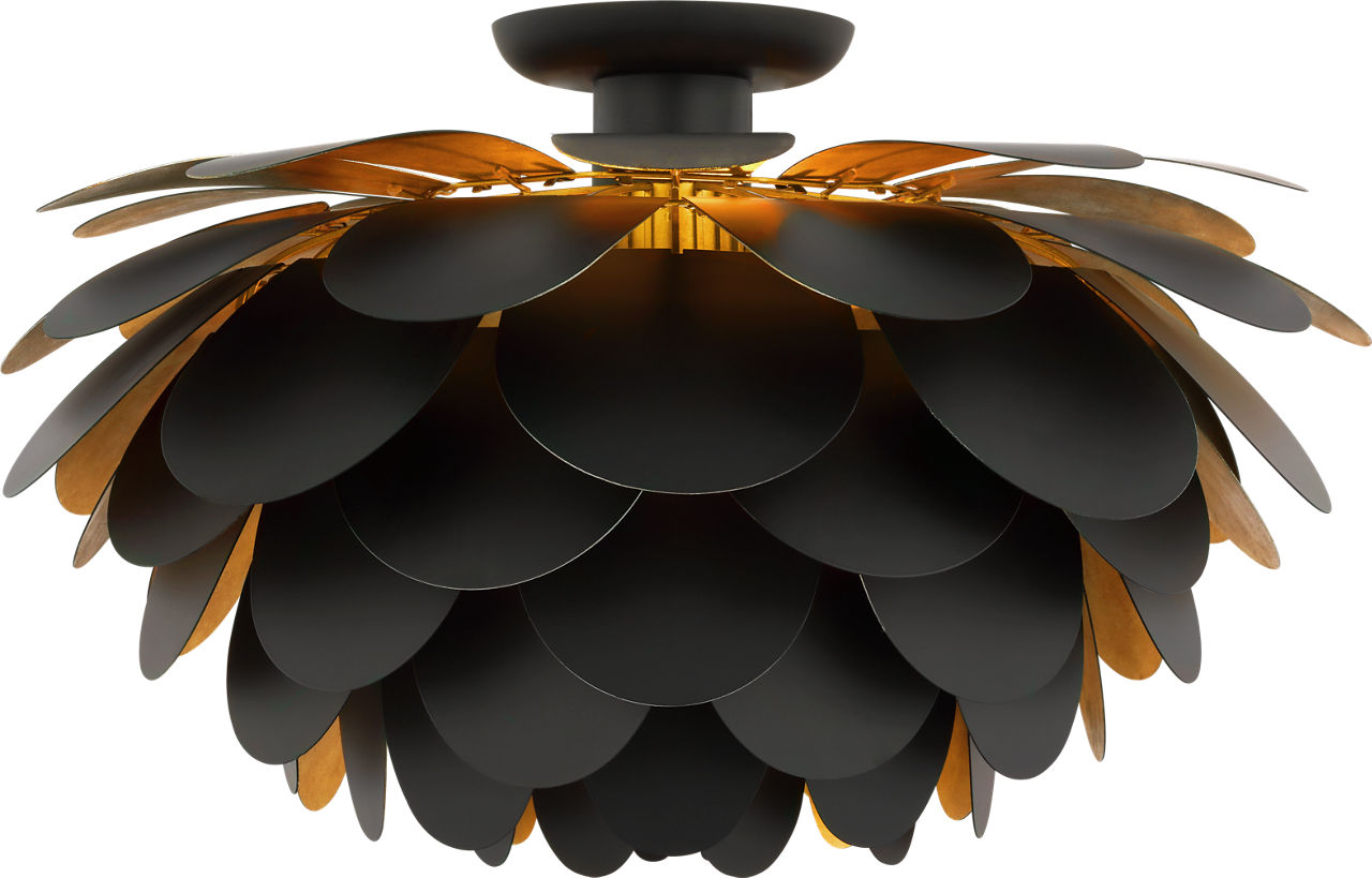 Cynara XL Flush Mount | Matte Black and Gild