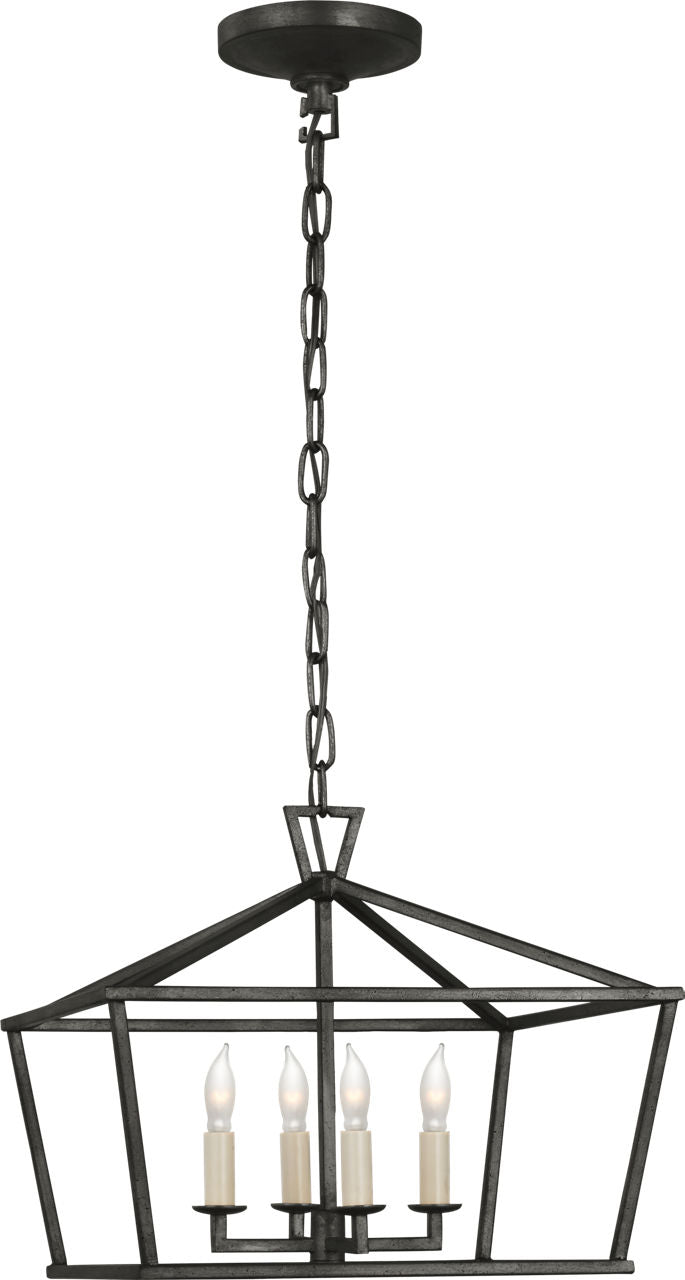 Darlana Small Wide Semi-Flush Mount Lantern | Aged Iron