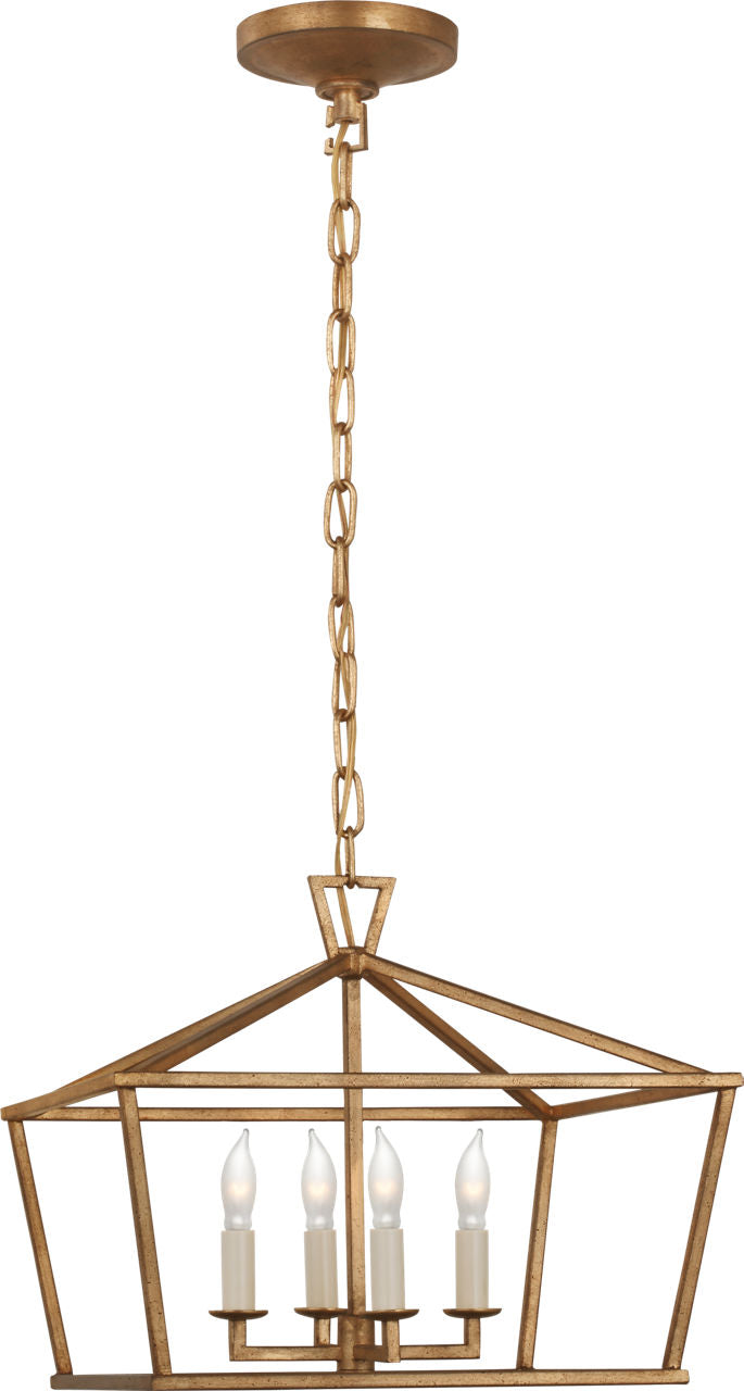 Darlana Small Wide Semi-Flush Mount Lantern | Gilded Iron