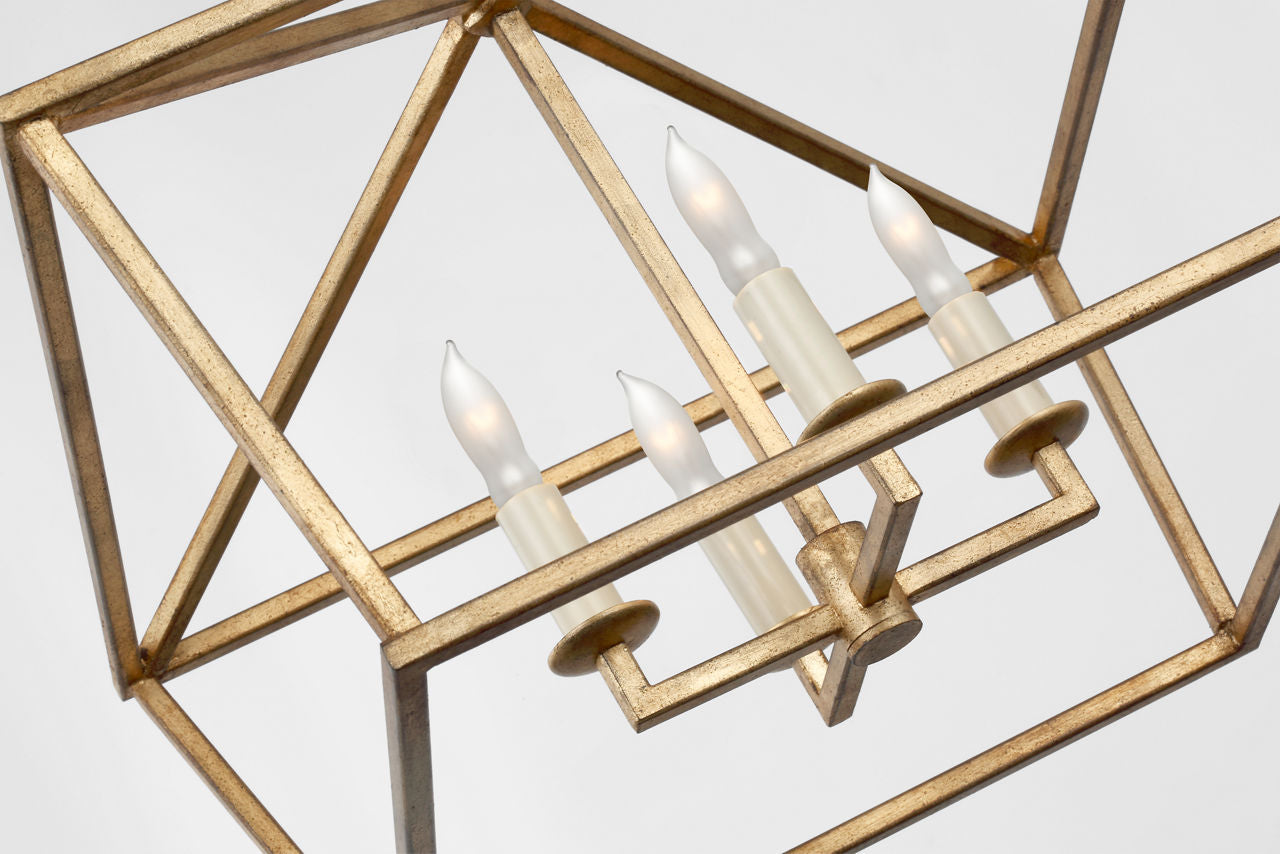 Darlana Small Wide Semi-Flush Mount Lantern | Gilded Iron