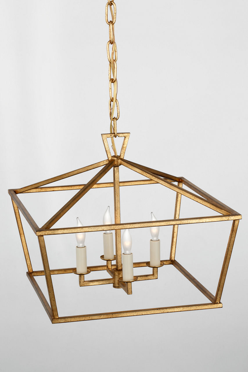 Darlana Small Wide Semi-Flush Mount Lantern | Gilded Iron
