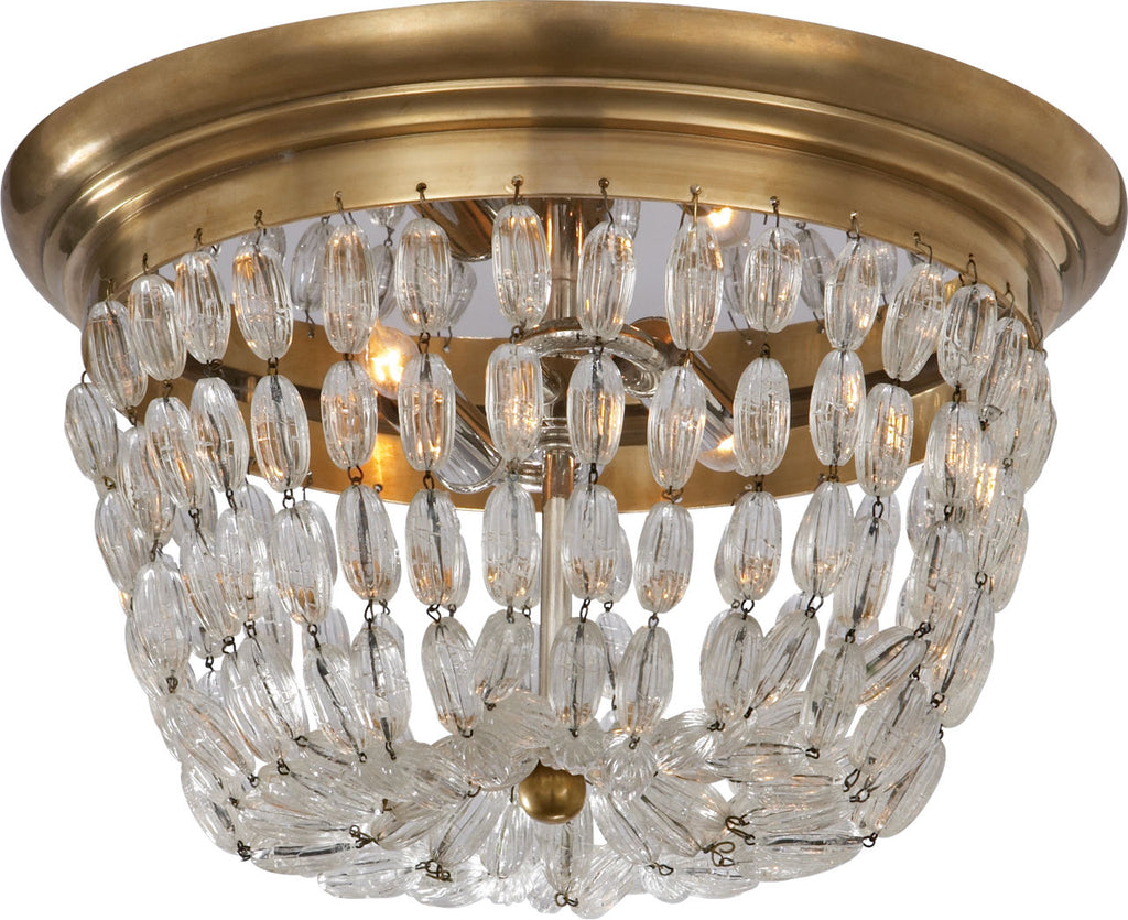 Paris Flea Market Medium Flush Mount | Antique-Burnished Brass | Seeded Glass