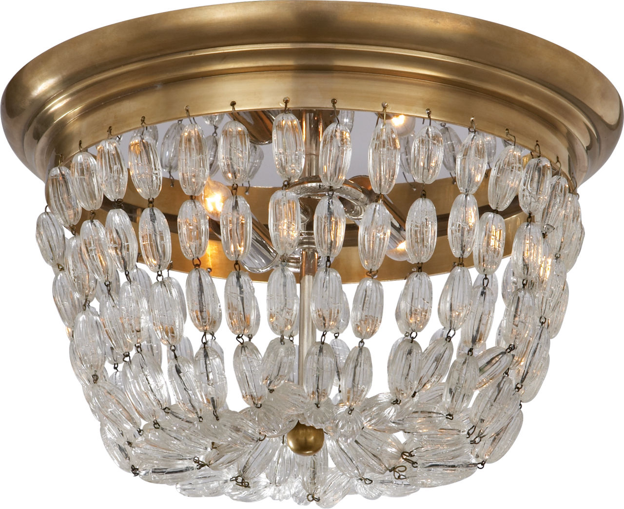 Paris Flea Market Medium Flush Mount | Antique-Burnished Brass | Seeded Glass