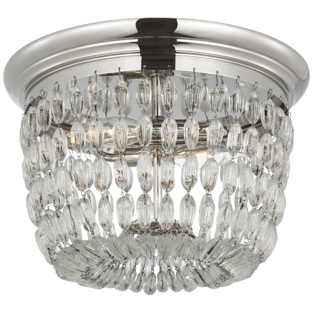 Paris Flea Market Medium Flush Mount | Polished Nickel | Seeded Glass