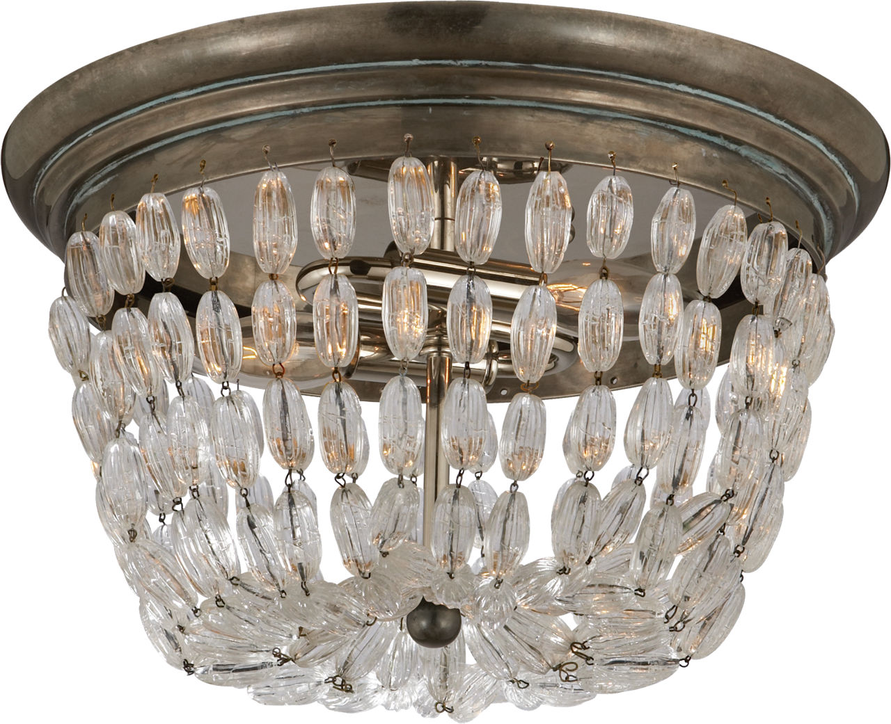 Paris Flea Market Medium Flush Mount | Sheffield Silver | Seeded Glass
