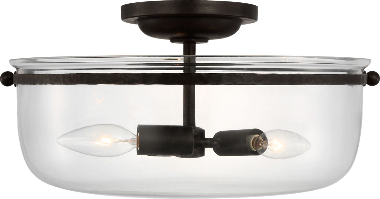Lorford Medium Semi-Flush | Aged Iron | Clear Glass