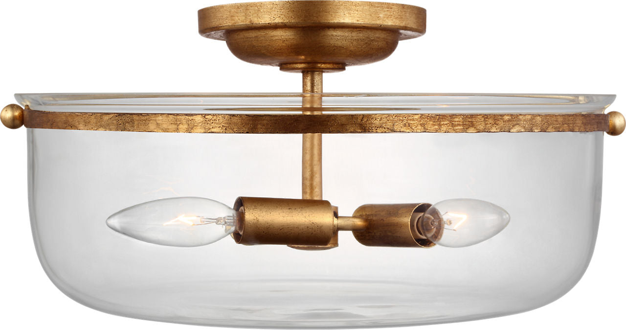 Lorford Medium Semi-Flush | Gilded Iron | Clear Glass