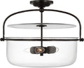 Lorford Medium Semi-Flush Lantern | Aged Iron | Clear Glass