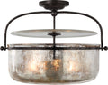 Lorford Medium Semi-Flush Lantern | Aged Iron | Mercury Glass
