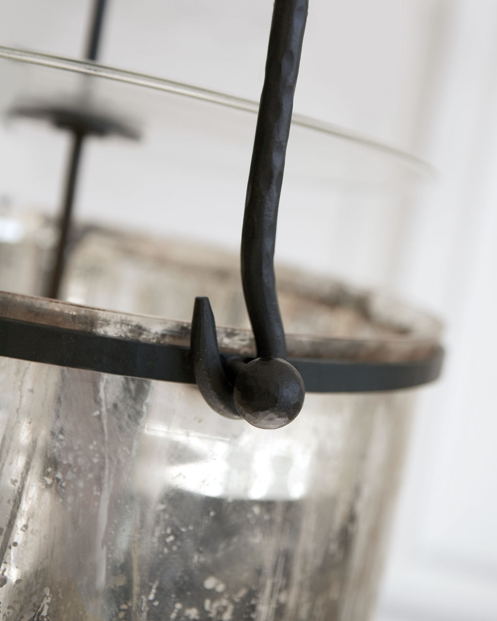 Lorford Medium Semi-Flush Lantern | Aged Iron | Mercury Glass