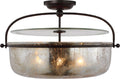 Lorford Large Semi Flush Lantern | Aged Iron | Antique Mercury Glass