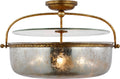 Lorford Large Semi Flush Lantern | Gilded Iron | Antique Mercury Glass