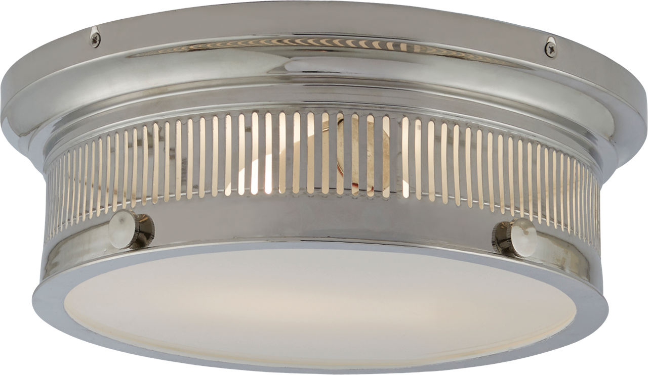 Alderly Small Flush Mount | Polished Nickel | White Glass