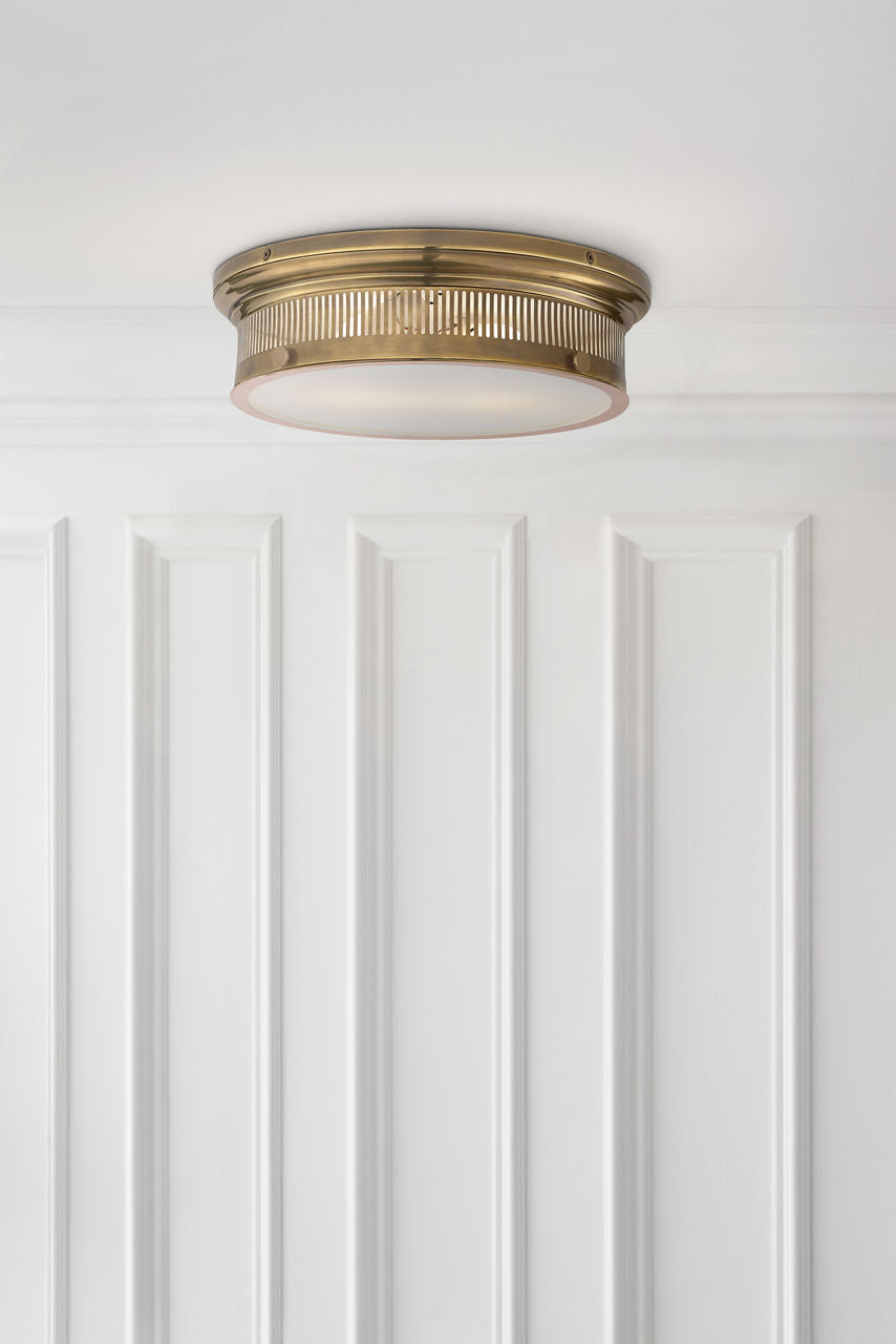 Alderly Flush Mount | Antique Brass | White Glass