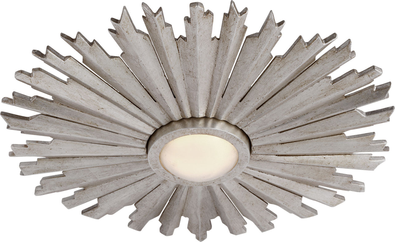 Claymore 14" Flush Mount | Burnished Silver Leaf | White Glass
