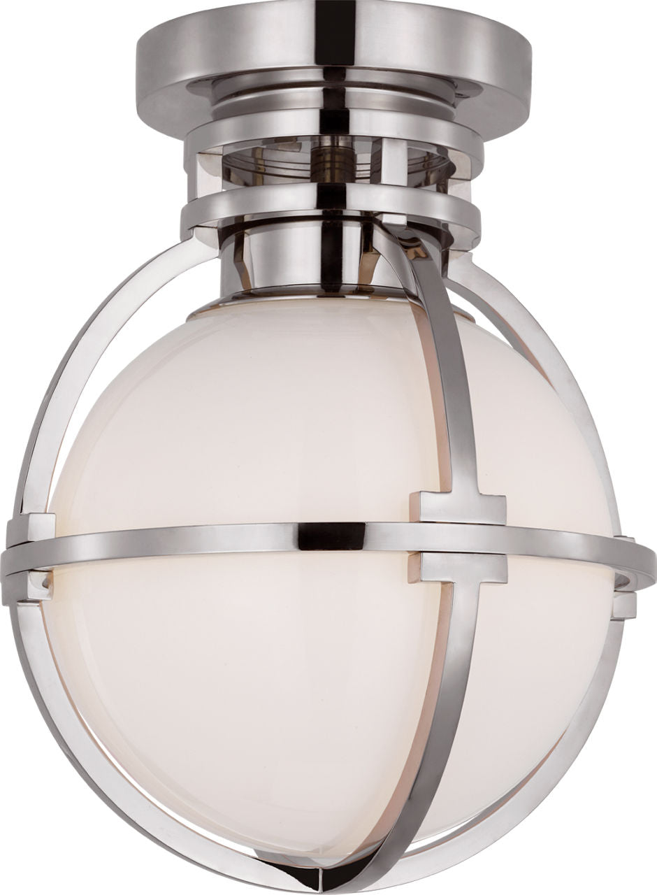 Gracie 7" Captured Globe Flush Mount | Polished Nickel | White Glass
