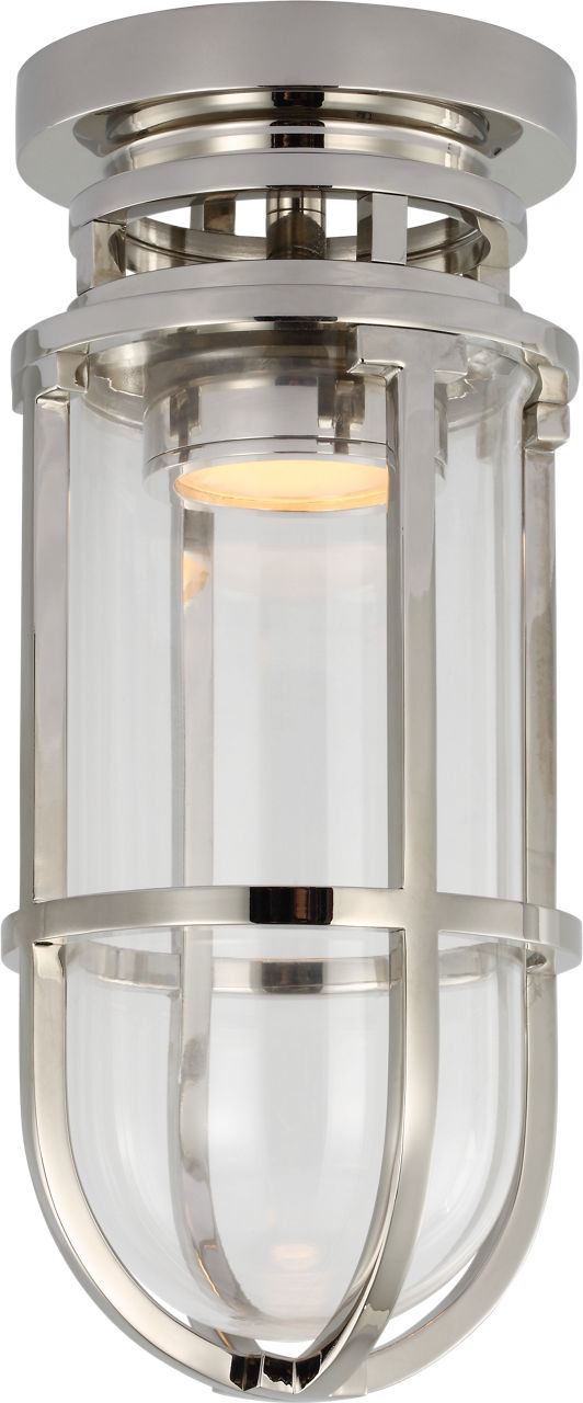 Gracie Tall Flush Mount | Polished Nickel | Clear Glass