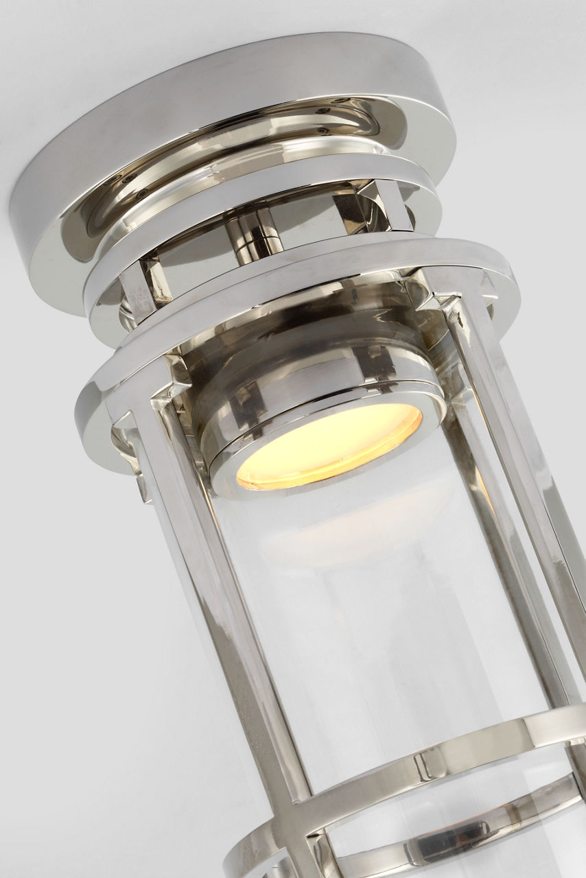 Gracie Tall Flush Mount | Polished Nickel | Clear Glass