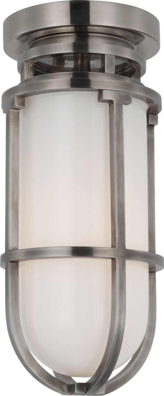 Gracie Tall Flush Mount | Antique Nickel | White Glass