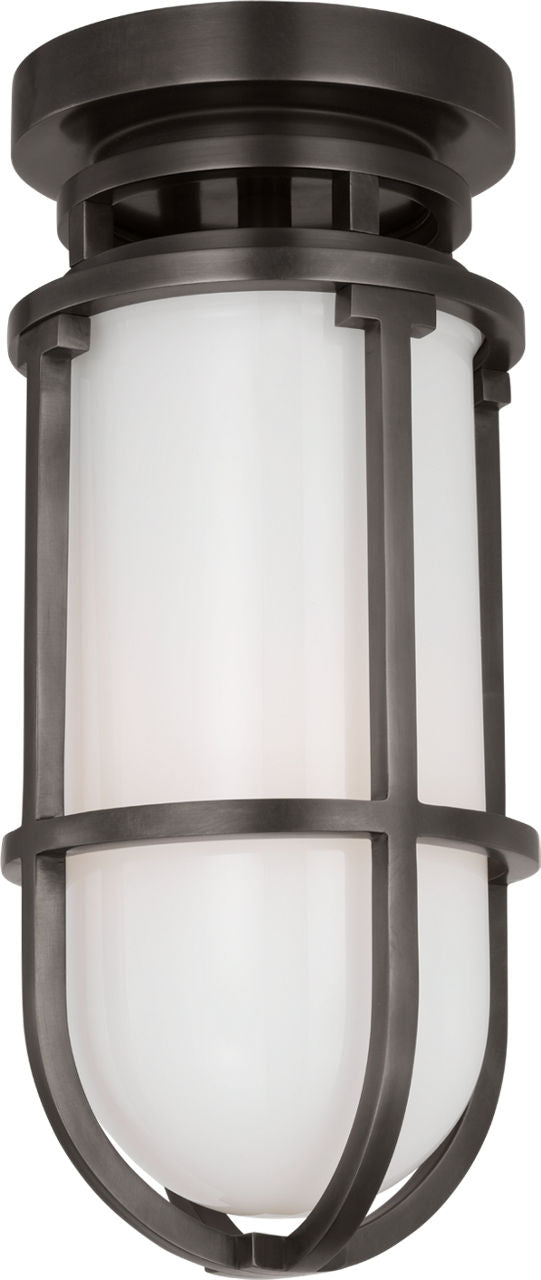 Gracie Tall Flush Mount | Bronze | White Glass