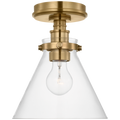 Parkington 9" Conical Flush Mount | Antique-Burnished Brass | Clear Glass