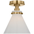 Parkington 9" Conical Flush Mount | Antique-Burnished Brass | White Glass