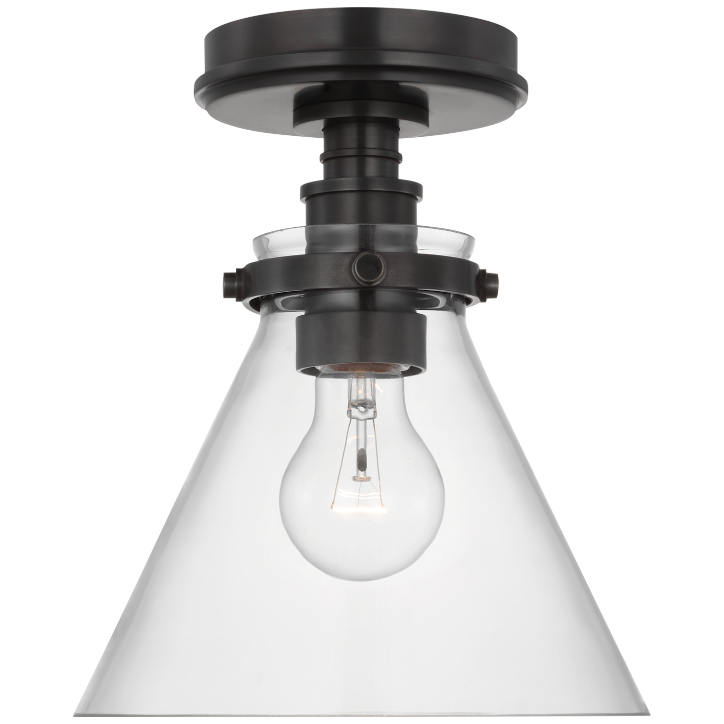 Parkington 9" Conical Flush Mount | Bronze | Clear Glass