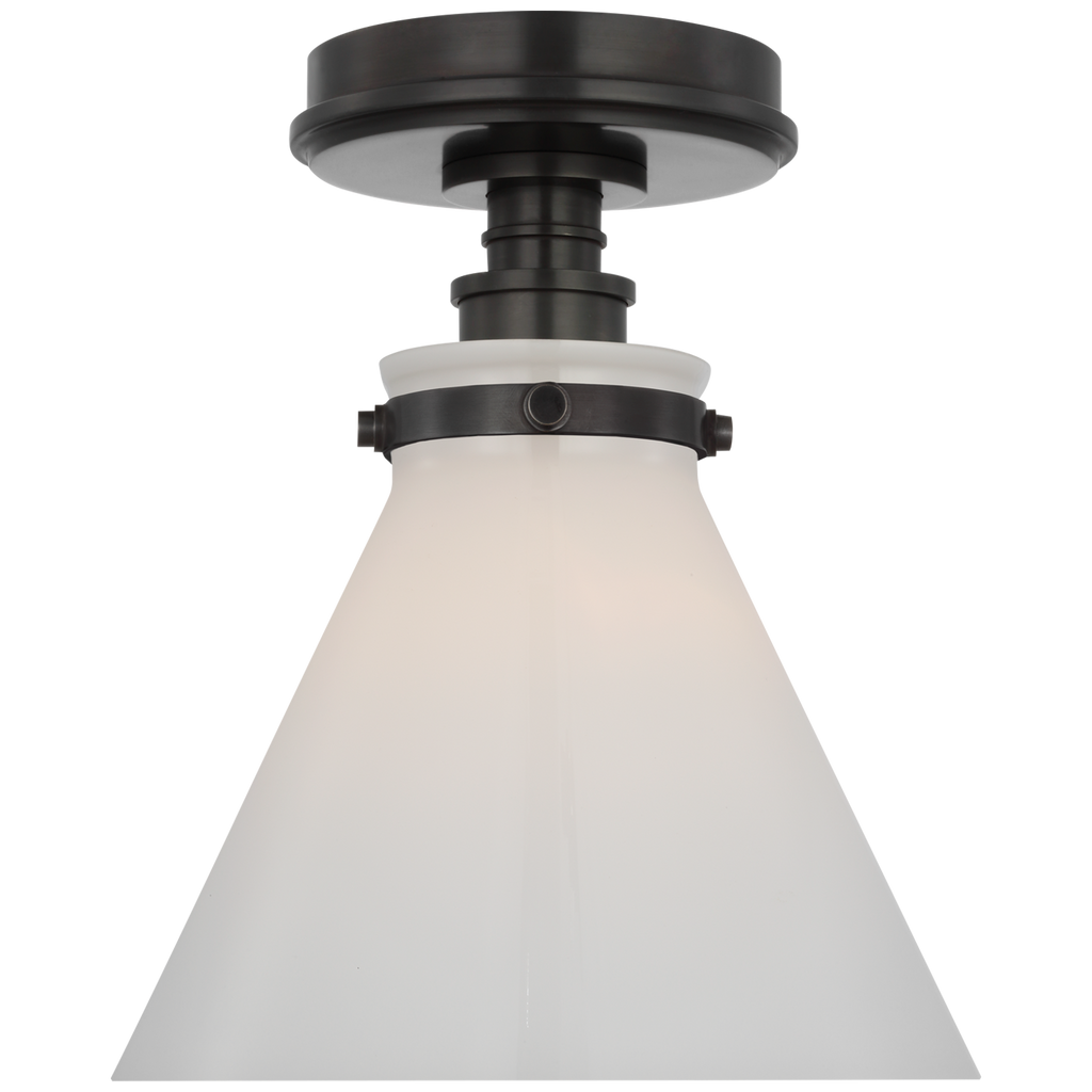 Parkington 9" Conical Flush Mount | Bronze | White Glass