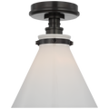 Parkington 9" Conical Flush Mount | Bronze | White Glass
