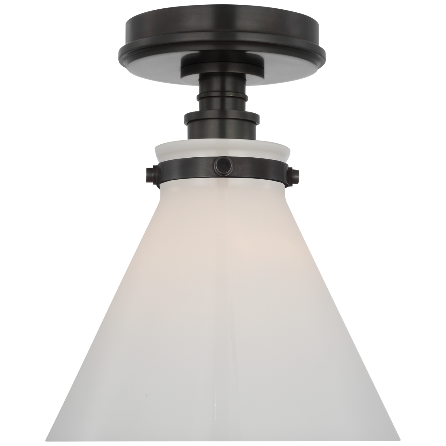 Parkington 9" Conical Flush Mount | Bronze | White Glass