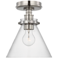 Parkington 9" Conical Flush Mount | Polished Nickel | Clear Glass