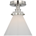 Parkington 9" Conical Flush Mount | Polished Nickel | White Glass