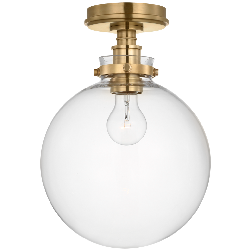 Parkington 10" Globe Flush Mount | Antique-Burnished Brass | Clear Glass