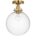 Parkington 10" Globe Flush Mount | Antique-Burnished Brass | Clear Glass