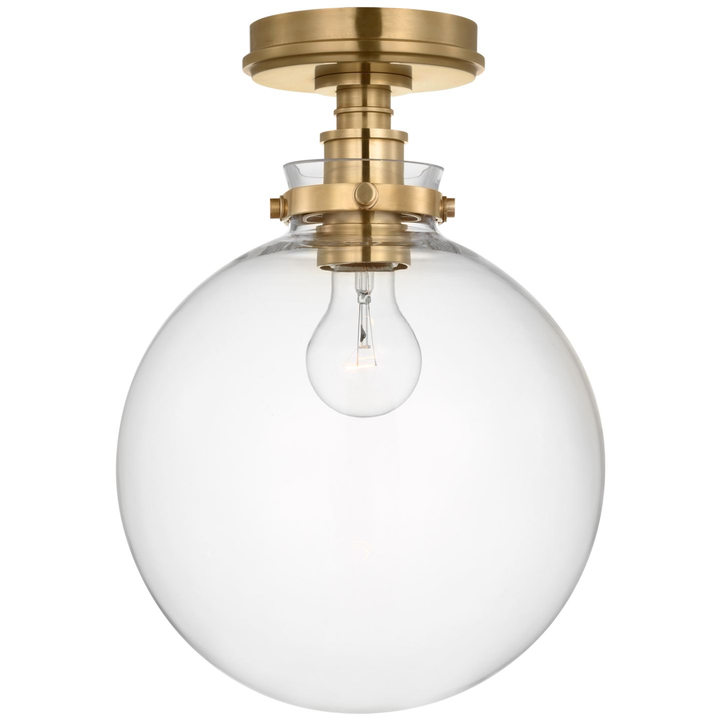 Parkington 10" Globe Flush Mount | Antique-Burnished Brass | Clear Glass