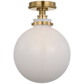 Parkington 10" Globe Flush Mount | Antique-Burnished Brass | White Glass
