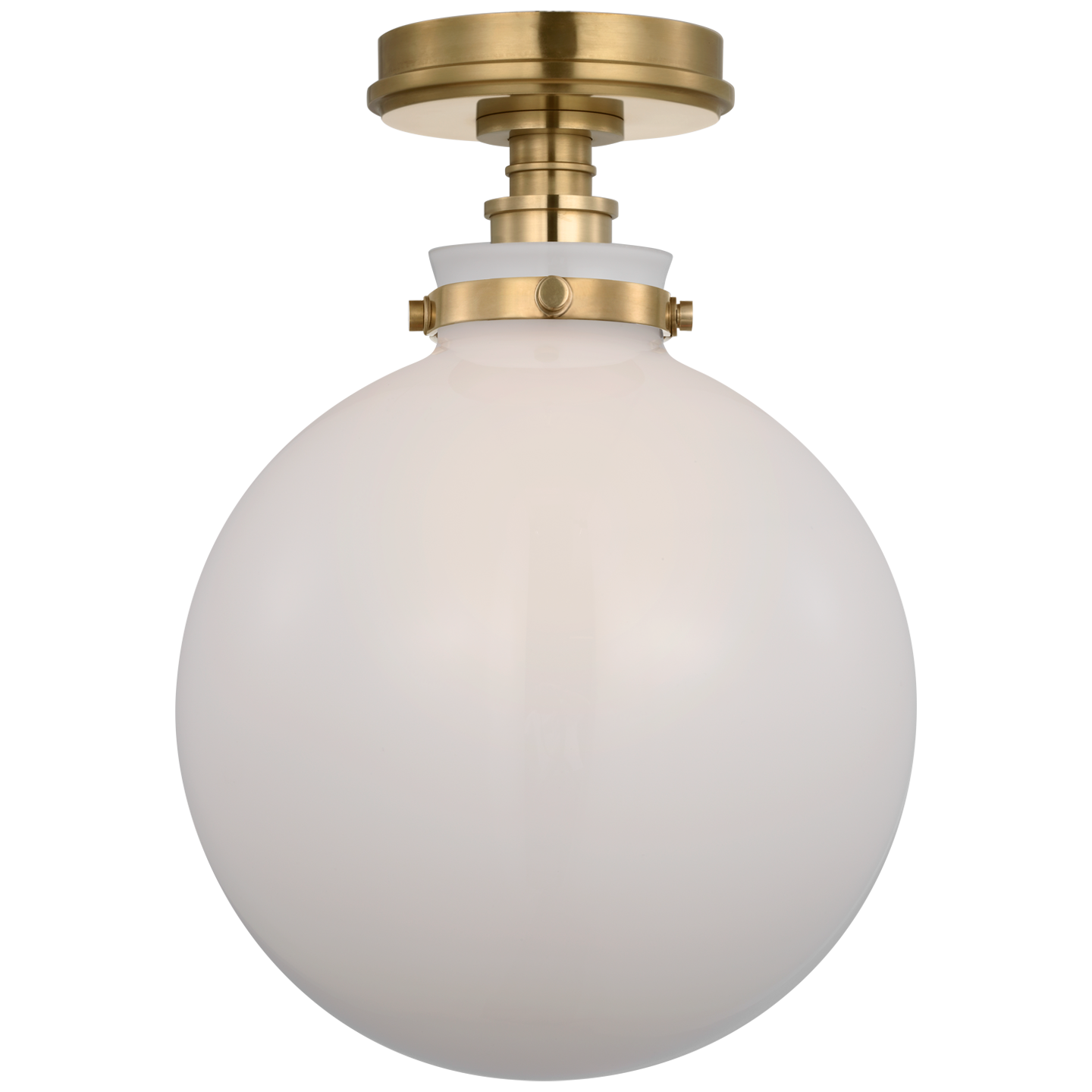 Parkington 10" Globe Flush Mount | Antique-Burnished Brass | White Glass
