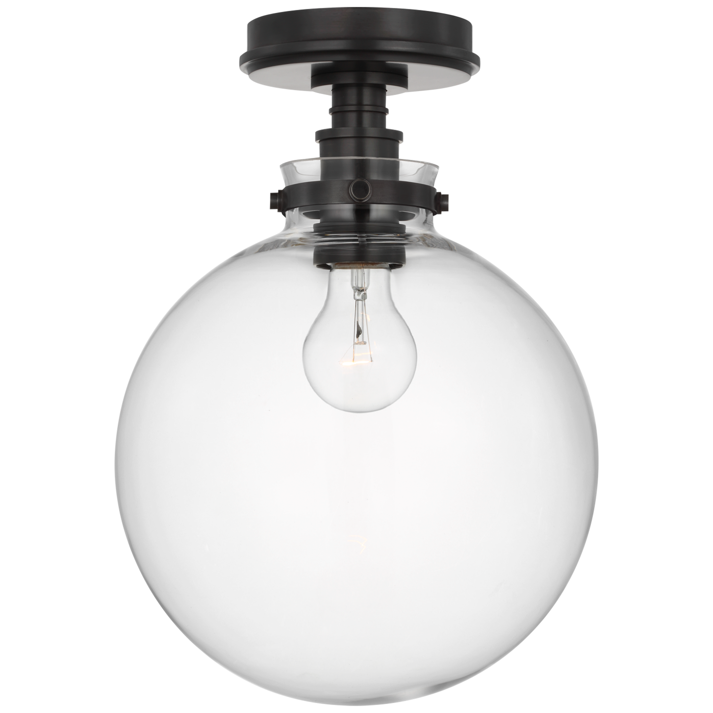 Parkington 10" Globe Flush Mount | Bronze | Clear Glass