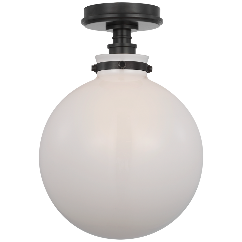 Parkington 10" Globe Flush Mount | Bronze | White Glass