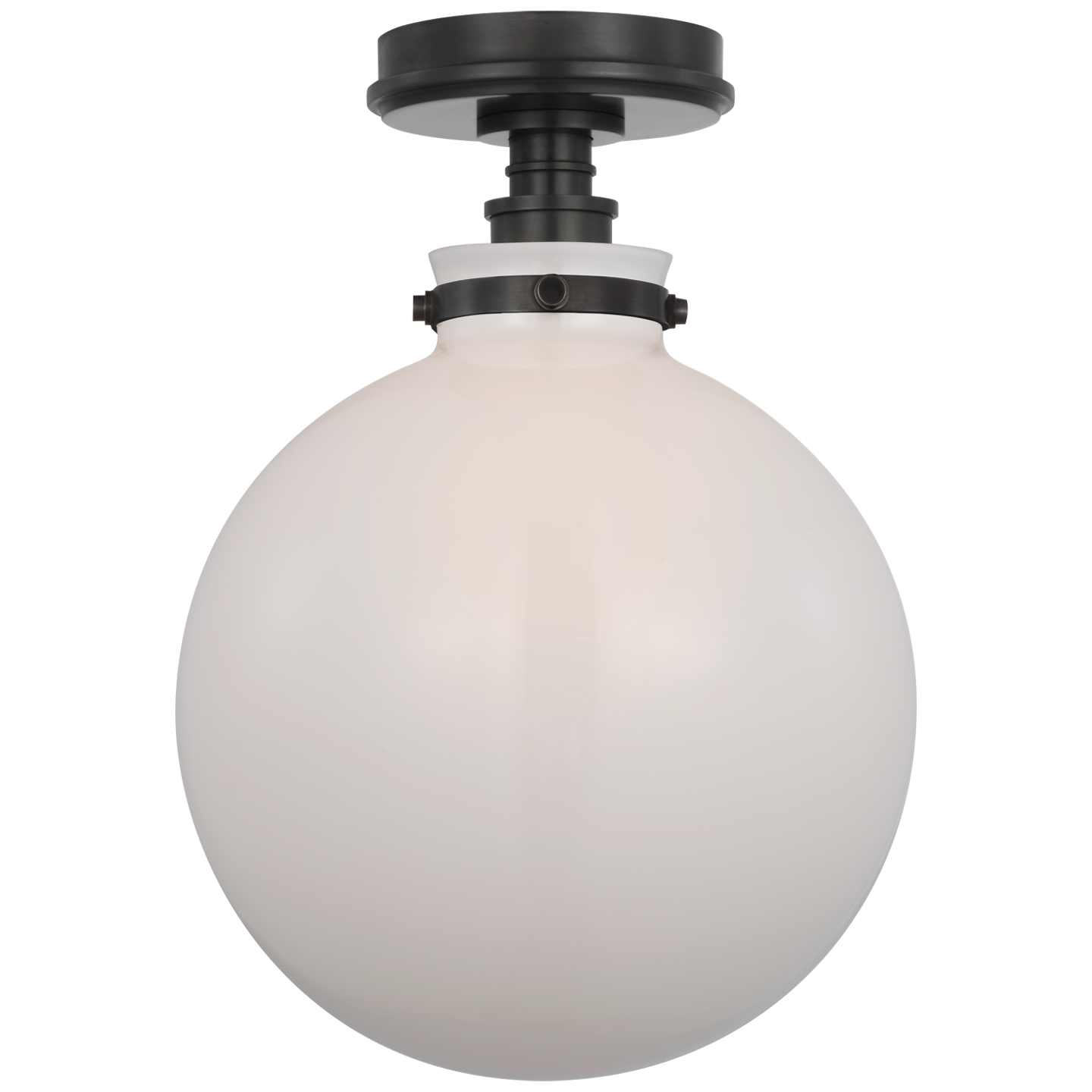 Parkington 10" Globe Flush Mount | Bronze | White Glass