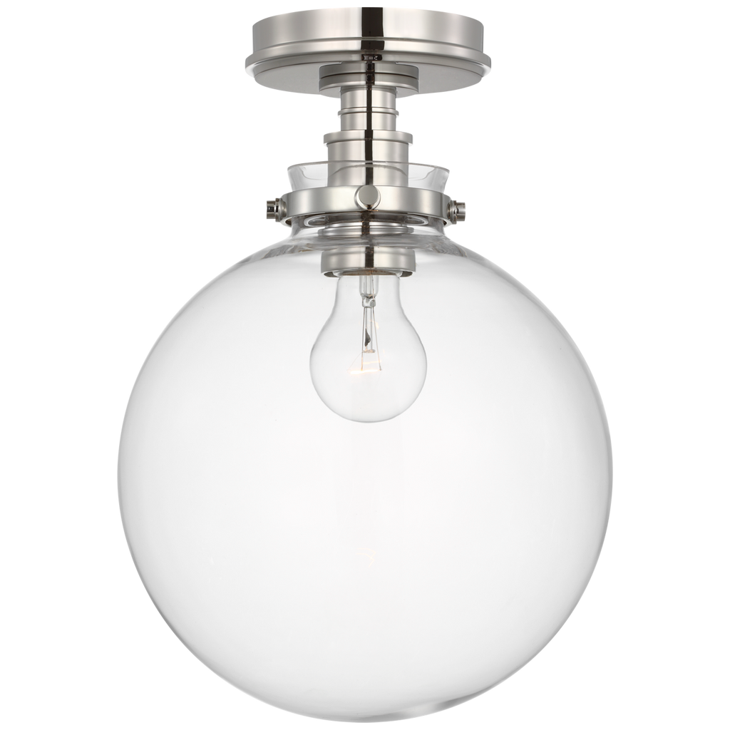 Parkington 10" Globe Flush Mount | Polished Nickel | Clear Glass