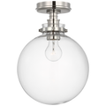Parkington 10" Globe Flush Mount | Polished Nickel | Clear Glass